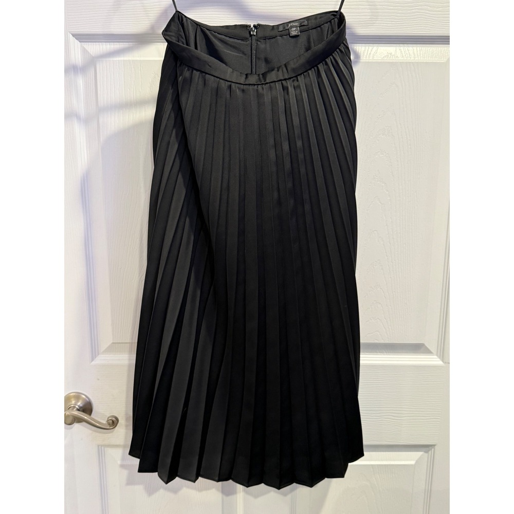 J Crew Black Pleated Midi Skirt Women Size 0P